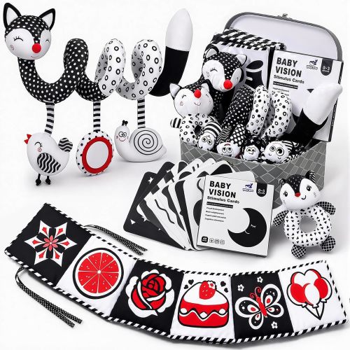 TUZT High Contrast Baby Toys for Newborn, Black and White Baby Sensory Toys