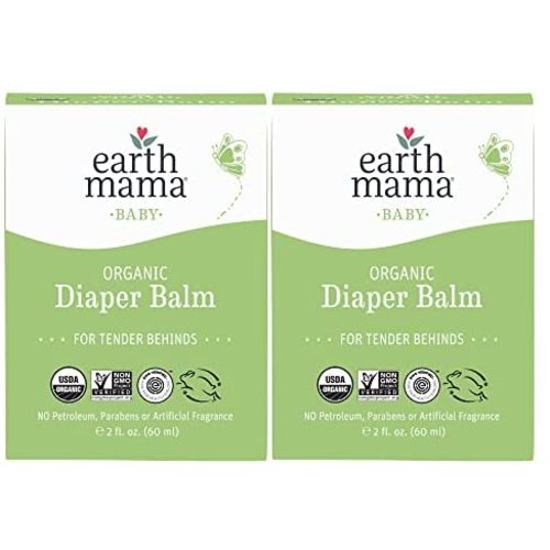Earth Mama Organic Diaper Balm Multipurpose Baby Ointment | EWG Verified, Petroleum & Fragrance Free with Calendula for Sensitive Skin, 2-Fluid Ounce (2-Pack)