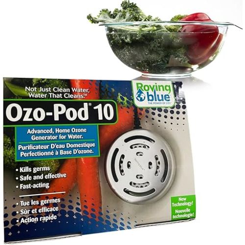 Roving Blue Ozo-Pod 10 - Home Ozone Water Purifier - Fruit and Vegetable Cleaner - Athletic Gear Deodorizer Odor Eliminator - Multi Purpose Ozone Generator For Home
