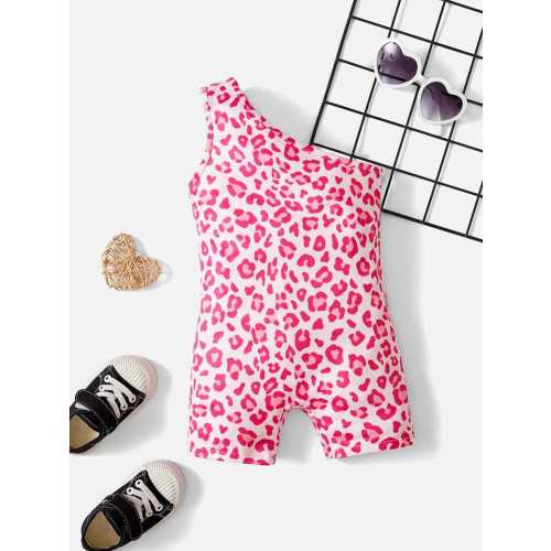 SHEIN Baby Girl Leopard Print One Shoulder Romper | SHEIN USA