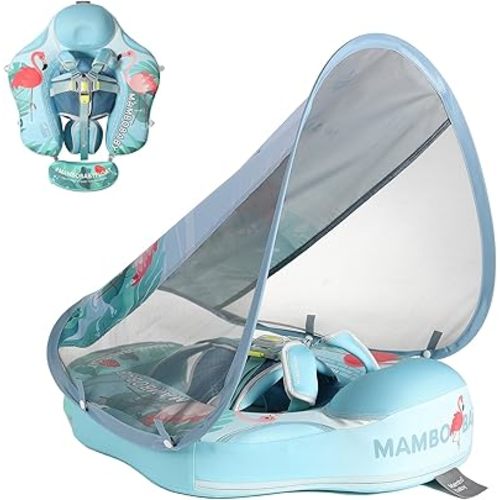 Mambobaby No-Flip Baby Pool Float with Canopy 3-24 Months