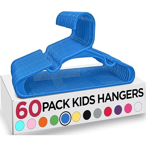 Utopia Home 60 Pack Kids Hangers - 11.5 Inch Plastic Baby Hangers for Closet - Childrens Hanger for Clothes & Infant Hanger for Closet - (Blue)