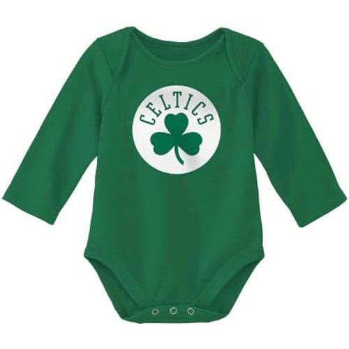 Outerstuff NBA Newborn & Infants 0-24 Months Official Primary Logo Long Sleeve Bodysuit Creeper Romper (Boston Celtics - Green, 0/3 Months)