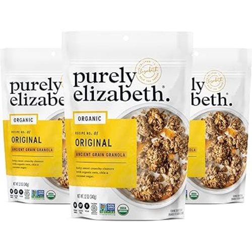 Purely Elizabeth Organic Original, Ancient Grain Granola, Gluten-Free, Non-GMO (3 Ct, 12oz Bags)