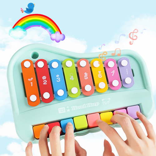 Kiplyki New Arrivals 2 In 1 Baby Piano Xylophone Toy for Toddlers 1-3 Years Old, 8 Multicolored Key Keyboard Xylophone Piano, Preschool Educational Musical Learning Instruments Toy