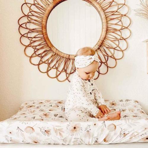 Navie's Neutral Floral Changing Pad Cover | Caden Lane