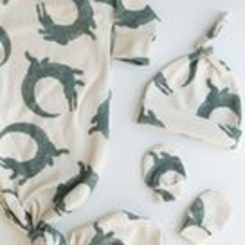 Crocodile Baby Knotted Gown and Hat Set - Complete Outfit Set