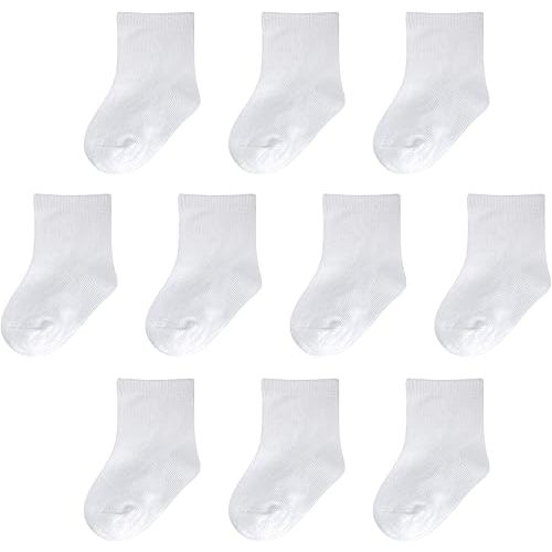 Baby Socks 0-3 months Infant White Crew Socks Baby Girls Newborn Dress Socks Boys Baptism Christening 10 Pack