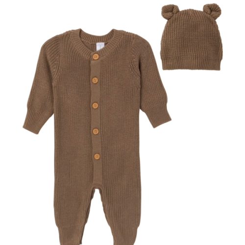 2-Piece Baby Neutral Brown Romper & Hat Set – Gerber Childrenswear