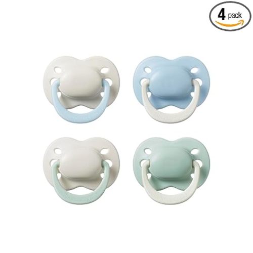 Tommee Tippee Ultimate Fit Newborn Pacifiers, 0-2 Months, Extra Air Holes, Symmetrical Nipple and Shield, 100% BPA Free Silicone, Dishwasher & Sterilizer Safe, Summer Clouds and New Dawn, Pack of 4