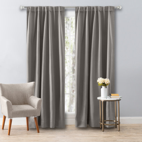 Ricardo Trading Ultimate Black-Out 2-Way Pocket Window Panel Curtain - Grey, 56"W X 84"L