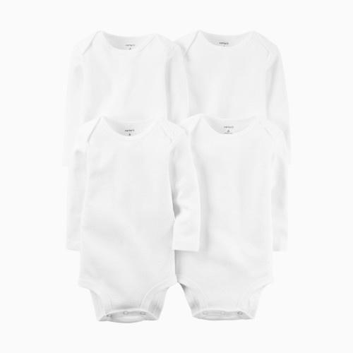 Long-Sleeve Bodysuits (4 Pack) - True White
