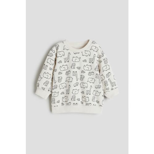 Cotton Sweatshirt, White/animals