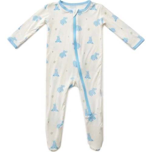 Zippered Footie, Hippo - Bamboo Little- (3-6 Months) | Maisonette