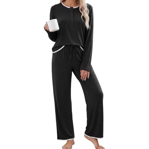 OUGES Women's Magnetic Nursing Button Tops Pajama Sets Postpartum Outfits