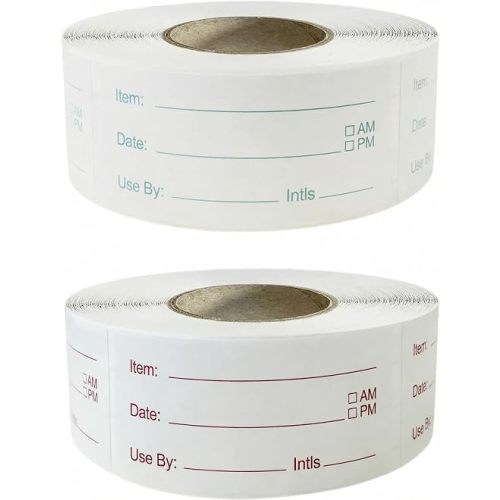Food Storage Labels, 1 x 2 Inch, 1000 Pieces Removable Freezer Stickers, 2 Rolls