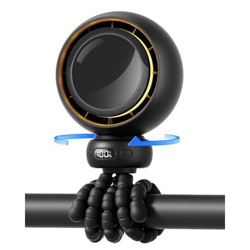Stroller Fan, Portable Baby Fan with 60° Auto Oscillation, Black | Flexible Tripod Design, USB-C Rechargeable, Long Battery Life, Quiet Motor, 4-Speed Cooling