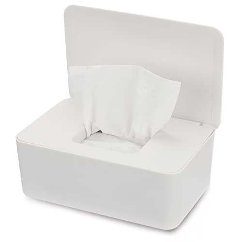 NOVWANG Wipes Dispenser, Baby Wipe Holder, Keeps Wipes Fresh, Refillable Wipe Container Baby Wipes Case for Bathroom Wipes Pouch Case, White