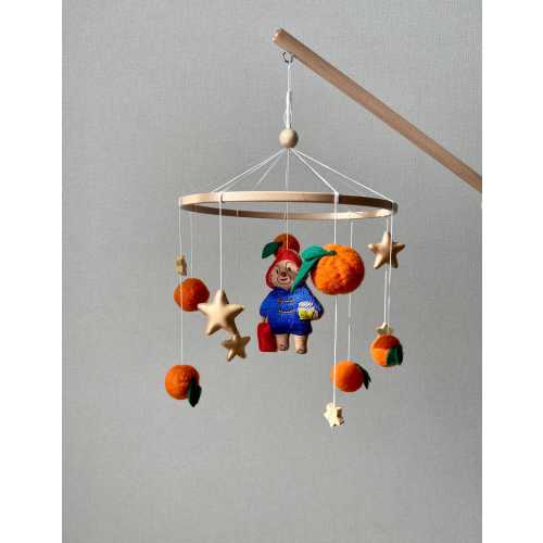 Paddington Bear baby mobile for newborn nursery, crib nursery decor, baby kids room, gender neutral mobile, newborn gifts, new mom gift.