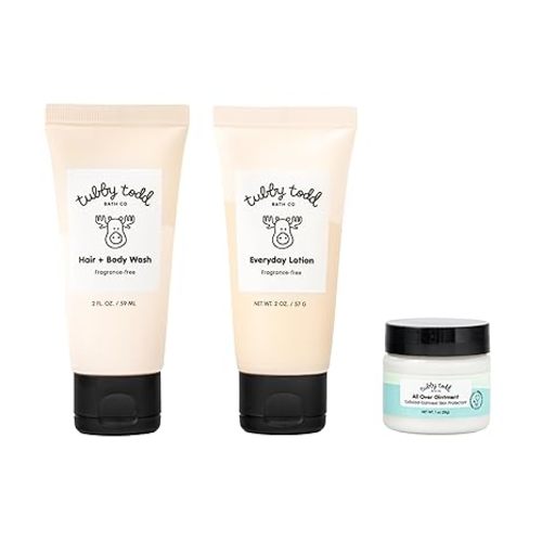 TUBBY TODD 3-Step Baby Bath & Skincare Routine - The Regulars Bundle - 8.5oz Baby Shampoo and Body Wash, 8.5oz Everyday Lotion & 3.5oz All Over Ointment - Fragrance-Free