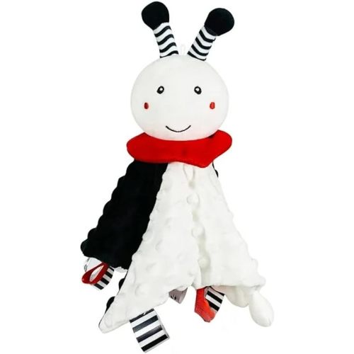 High Contrast Baby Security Blanket-Soft Sensory Lovey for Babies-Red, Black and White Blankie Comfort Toy (Snuggle Bee Lovey)