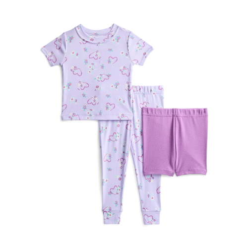 Wonder Nation Toddler Girls Short Sleeve Top, Pants and Shorts Pajama Sleep Set, 3-Piece, Sizes 12M-5T