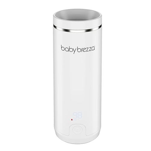 Baby Brezza Portable Warmer – 3X Faster Baby Bottle Warming - Travel Breastmilk and Formula Warmer - Safe, Even Heating - Up to 9oz - No Adapters, White