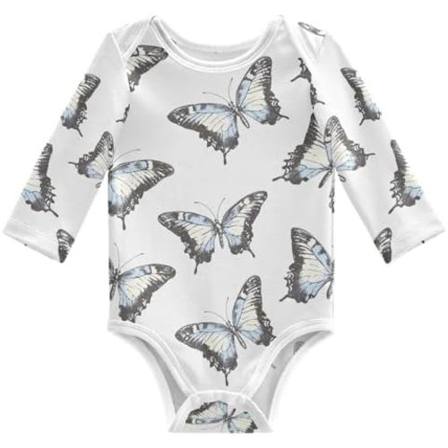vvfelixl Baby Bodysuits Transparent Elegant Butterfly Long Sleeve Cotton Baby Clothes for Boys Girls 0-3M
