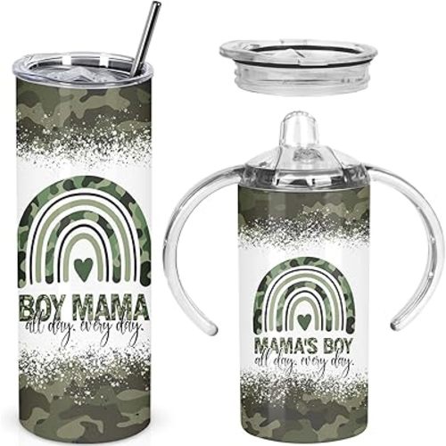 Mama's Boy Matching Camo Mom And Boy Tumbler Set - Mother's Day Gift