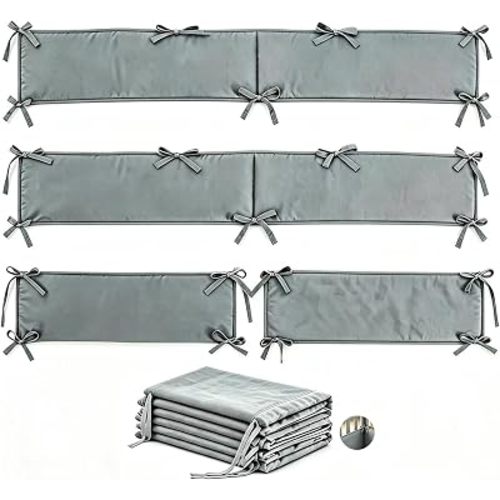 4 paneles plegables de malla para pared, cubiertas de rieles suaves con correas de amarre (gris)