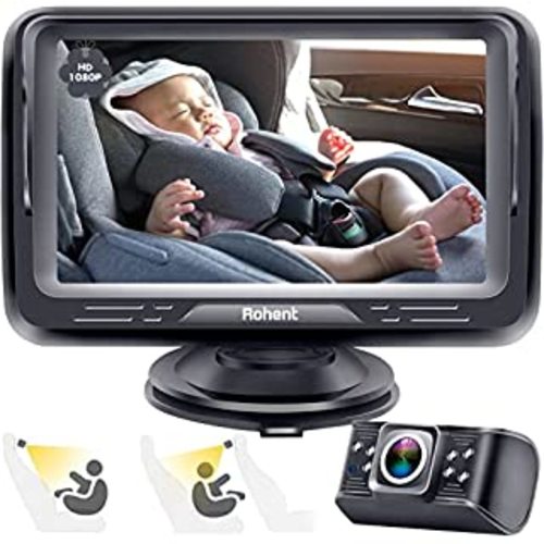 Shynerk Baby Car Mirror, 4.3'' HD Night Vision Function Car Mirror Display, Safety Car Seat Mirror Camera Monitored Mirror with Wide Crystal Clear View, Aimed at Baby, Easily Observe the Baby’s Move