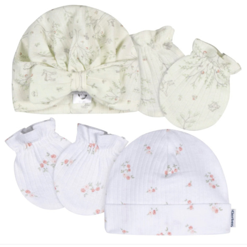 4-Piece Baby Girls Deer Cap and Mitten Set – Gerber Childrenswear