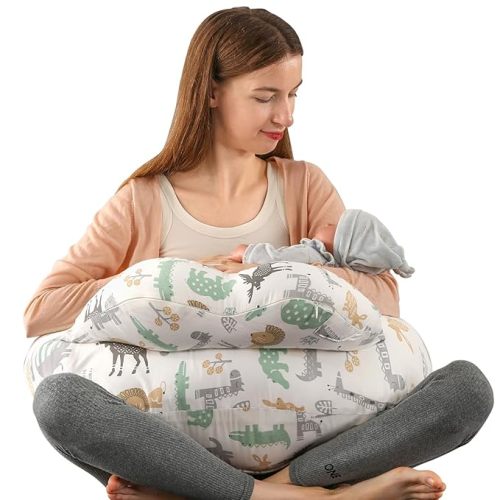 BATTOP Nursing Pillow for Breastfeeding,Bottle Feeding, Plus Size Breastfeeding Pillows with Adjustable Waist Strap Removable Cover, Extra Pillow on Top for More Support for Mom