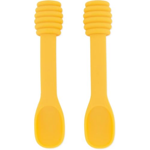 Bumkins Disney Baby Utensil Set, Silicone Trainer Spoons for Dipping, Soft Tip, Self-Feeding, Chew, Baby Led Weaning, First Year Training Supplies, Essentials in Eating, 4 Mos, 2-pk Winnie The Pooh