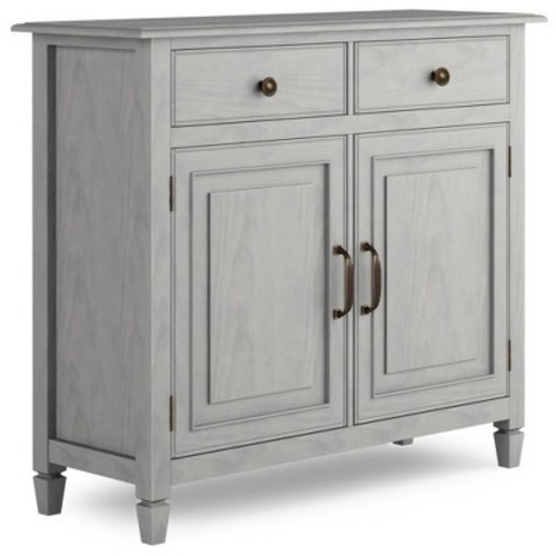 Hampshire Entryway Storage Cabinet Fog Gray - WyndenHall: Solid Pine Traditional Design, Bronze Hardware