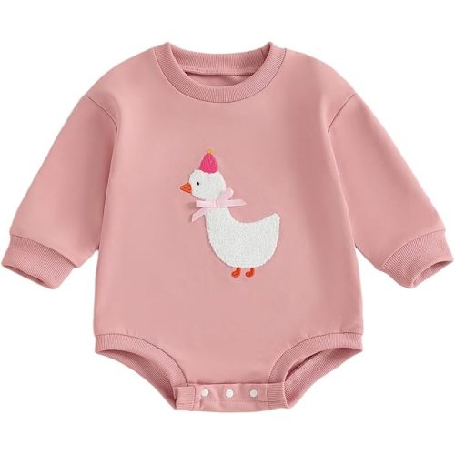 YINGISFITM Newborn Baby Girl Clothes Love Heart Long Sleeve Bubble Romper Sweatshirt Onesie Infant Valentines Spring Outfits