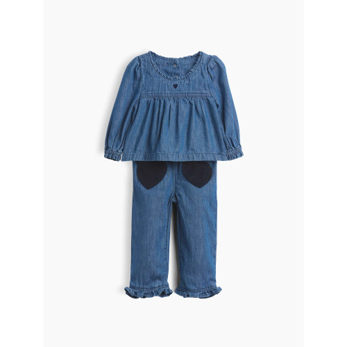 Baby Denim & Corduroy Heart Outfit Set