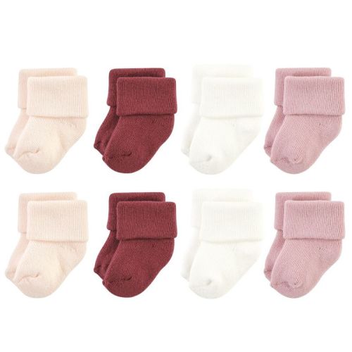 Hudson Baby Basics Infant Baby Cozy Terry Socks 8-Pack, Blush Blossoms, 0-6 Months