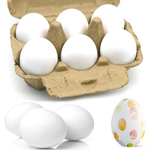 6pcs Wooden Fake Eggs, White Wooden Easter Eggs, DIY Kitchen Pretend Play Food Set,Children Kitchen Play Toys,Fake Chicken Eggs for Home Farm Decor
