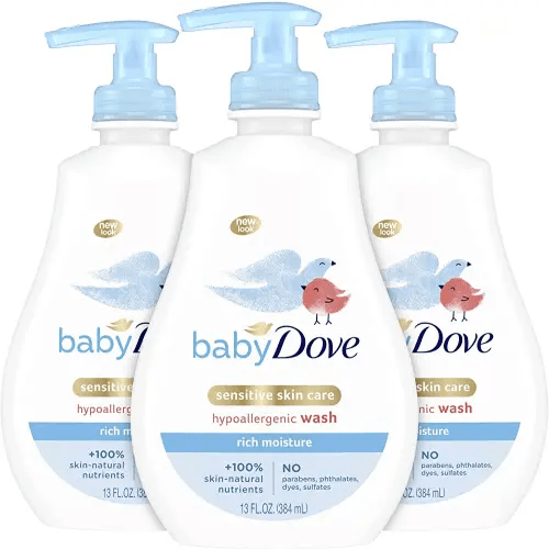 Baby Dove Baby Wash and Shampoo Baby Bath Products for Baby's Delicate Skin Rich Moisture Washes Away Bacteria, Tear-Free and Hypoallergenic, 13 Fl Oz (Pack of 3)