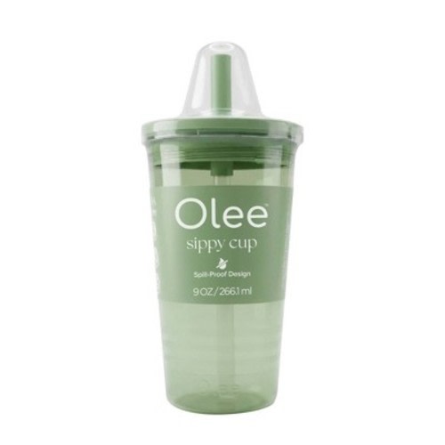 Olee Sippy Cup Tumbler with Straw + Lid Baby Bottle - Sage Green - 9 fl oz: BPA-Free, Level 4 Nipple, 0.25 lb