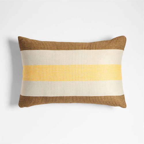 Tonal Textured Stripes 22"x15" Mustard Yellow Indoor/Outdoor Throw Pillow