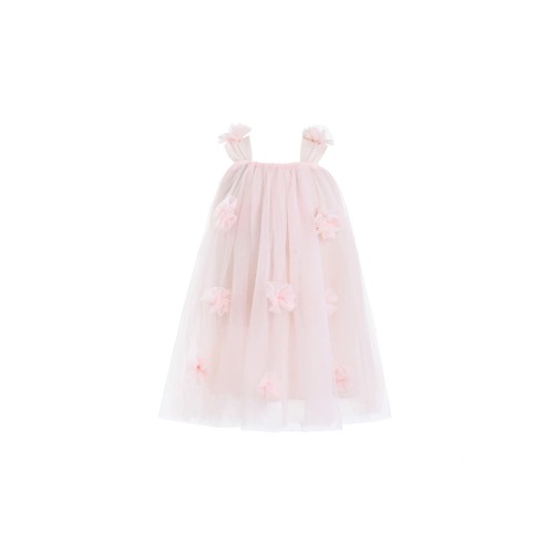 Flower-Embellished Tulle Dress
