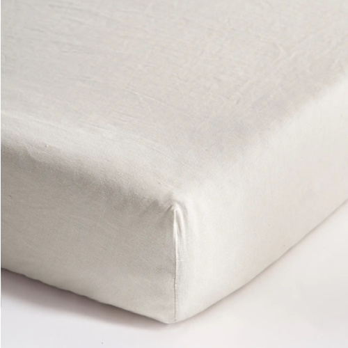 European Linen Fitted Crib Sheet in Sand