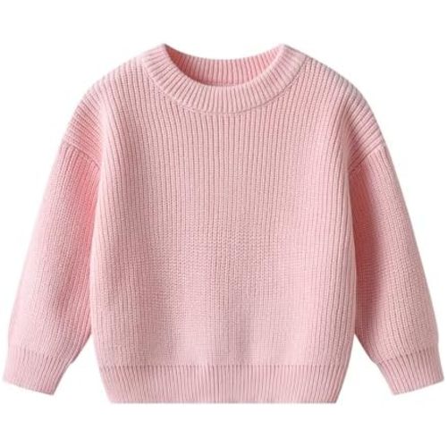Toddler Baby Boys Girls Cotton Knit Sweater Crewneck Long Sleeve Pullover Top
