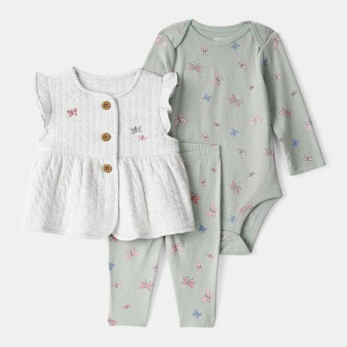 Baby Girl Carter's 3-pc. Butterfly Vest, Bodysuit & Legging Set