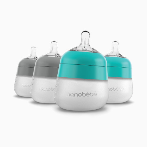 Flexy Silicone Baby Bottle - Teal & Gray, 5 Oz