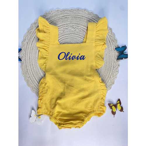 Personalized Embroidered Baby Romper: Organic Cotton Summer Jumpsuit