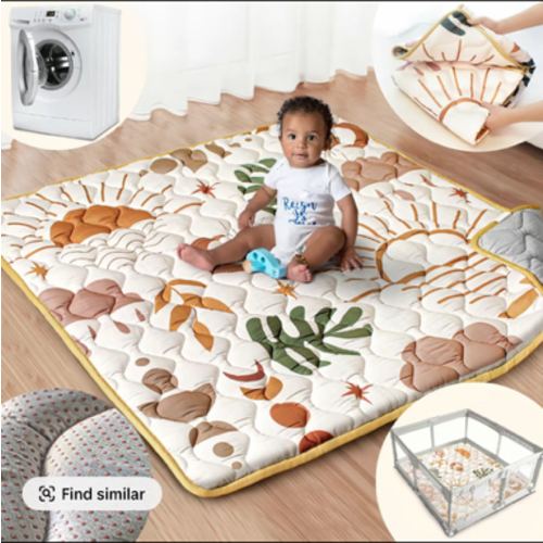 Baby Play Mat, 50x50 Playpen Mat with Super Soft Touch, with Upgraded Anti-Slip Bottom, Machine Washable Babymat for Floor & Picnicn Decoration Items, 1 in Thick Soft Furry Cushion - TikTok Shop