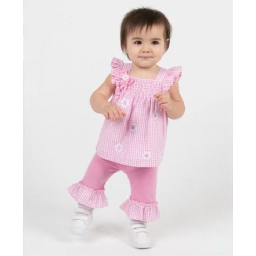Baby Girls' Embroidered Daisy Sleeveless Top and Capri Pants, 2-Piece Set